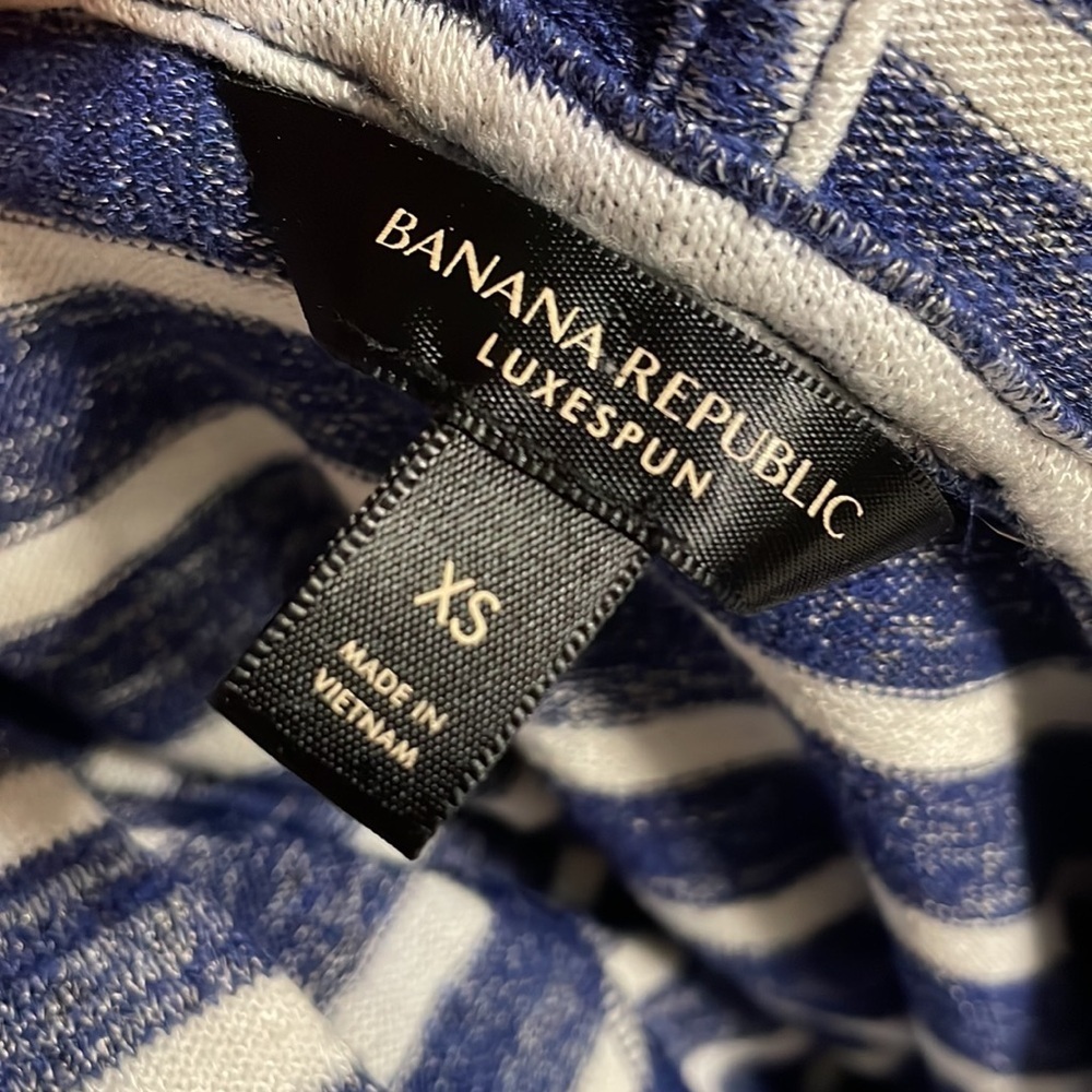 BANANA REPUBLIC women’s LUXESPUN striped hoodie blue white pullover stretchy XS - Picture 6 of 9